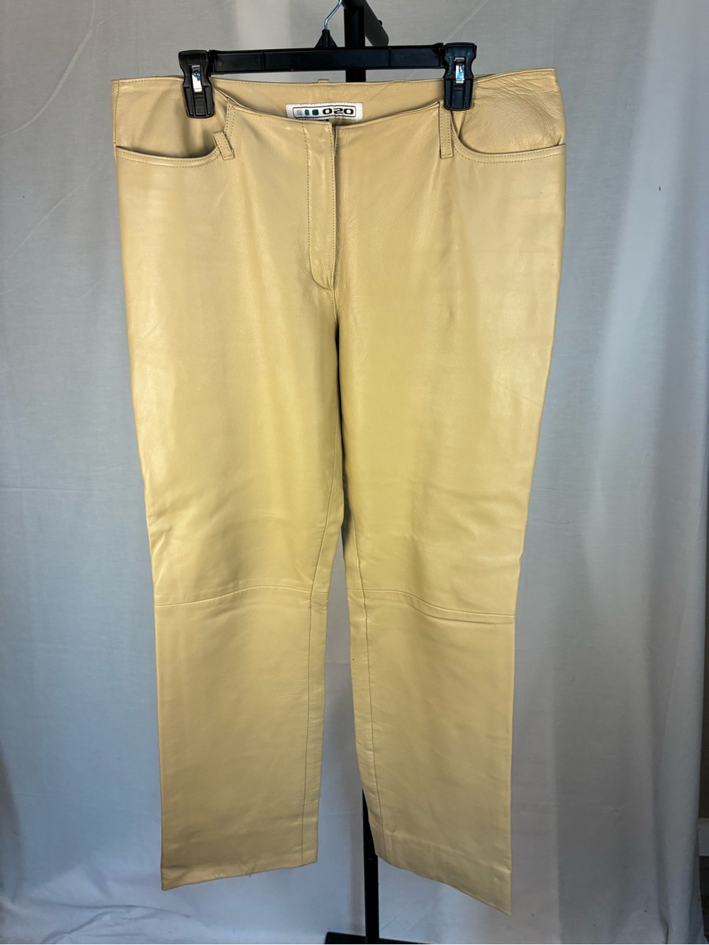 Genuine Leather Low Rise Flare Rockstar Pants Cream 16